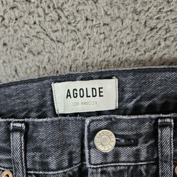 AGOLDE 90's Mid Rise Straight Los Angeles Black Grey Wash Jeans‎ Size 24 - Picture 5 of 11
